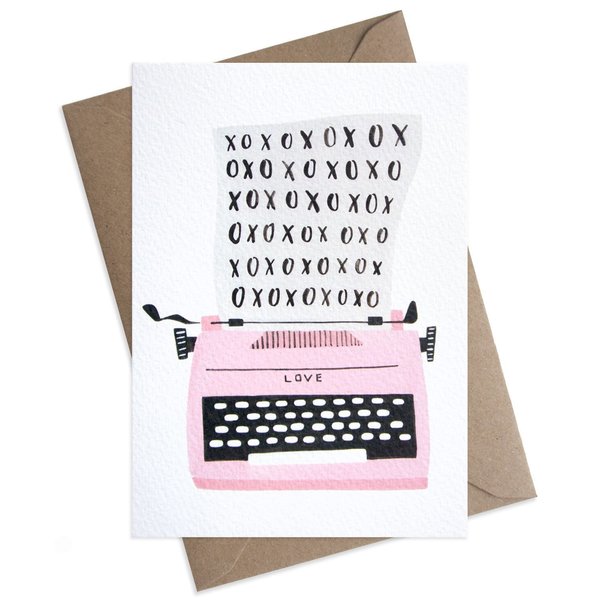 XOXO LOVE Typewriter Card Large xoxo typewriter valentine greeting card