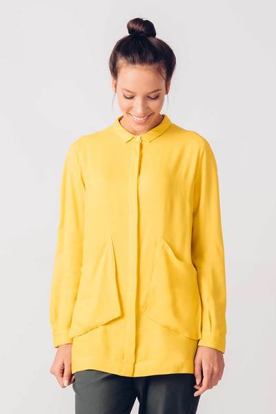 Lore Yellow Shirt by SKFK Large shirt viscose lore skfk wsh00275 y4 ffb