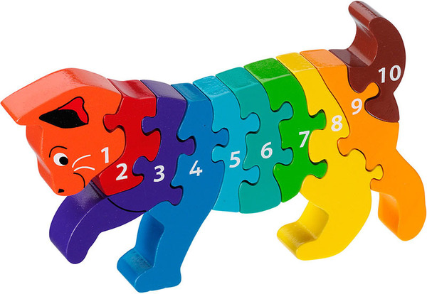 Fair Trade Cat 1-10 Puzzle Large cat kitten number puzzle 1 to 10 one to ten jigsaw puzzle lanka kade fair trade toy toys wooden wood natural fun junction toy shop stop store crieff perth perthshire scotland