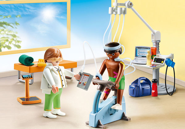 Playmobil Physical Therapist 70195 Large playmobil fun junction toy shop perth crieff perthshire scotland play sets imaginative play physical therapist 70195 excercise exercise bike monitoring equipment