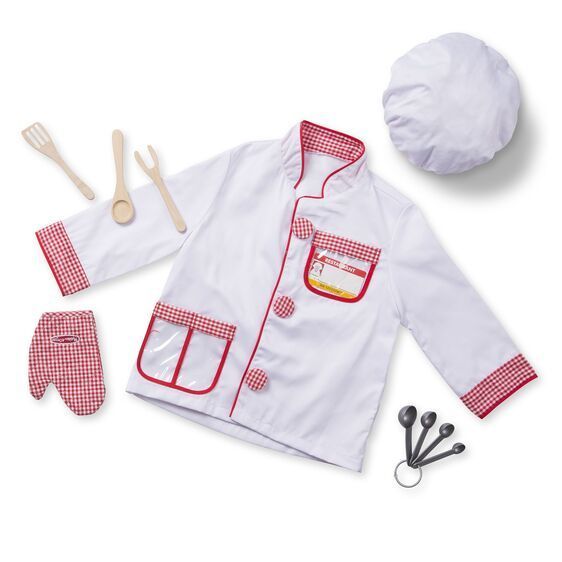 Chef Costume Large melissa doug dress up costume pretend play chef cook tabard hat oven glove measures wooden spoon