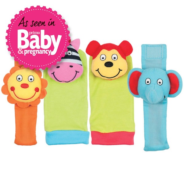 *Galt, First Rattle Set Large first rattle set bands socks wearable rattles for baby babies galt toys soft elephant monkey lion zebra