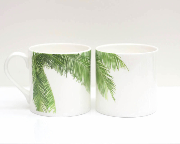Palm Leaf Bone China Mug Large palmleafmugs blinkraw