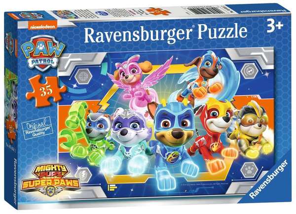Paw Patrol Mighty Pups Super Paws 35pc Large ravensburger fun junction toy shop perth crieff perthshire scotland jigsaw puzzle paw patrol mighty pups super paws 35 thirty five pc piece