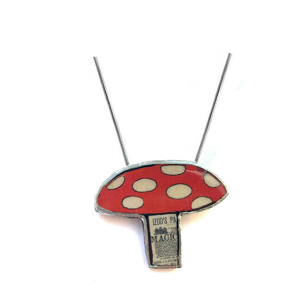 EEm12 red and white Toadstool necklace Large toadstool