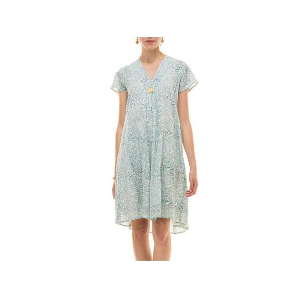 Printed Palm Dress Large robe col v palme 100 coton 3