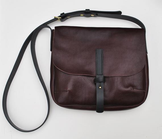 Medium Classic Redwood Burgundy Cross-body Messenger Bag Large front redwood leather handbag byalicewood