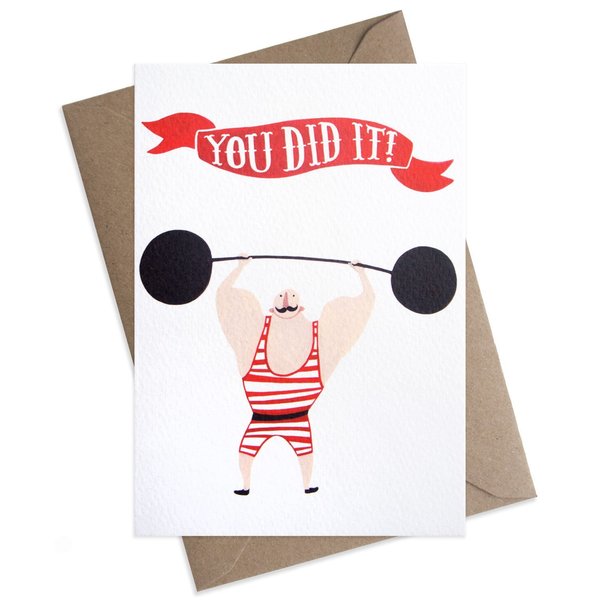 Strongman Card Large circus strongman you did it congrats greeting card