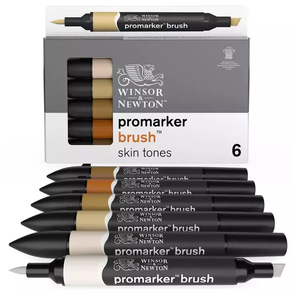 W&N Set Brushmarker Pack 6 Skin Tones Large 6 brush skin
