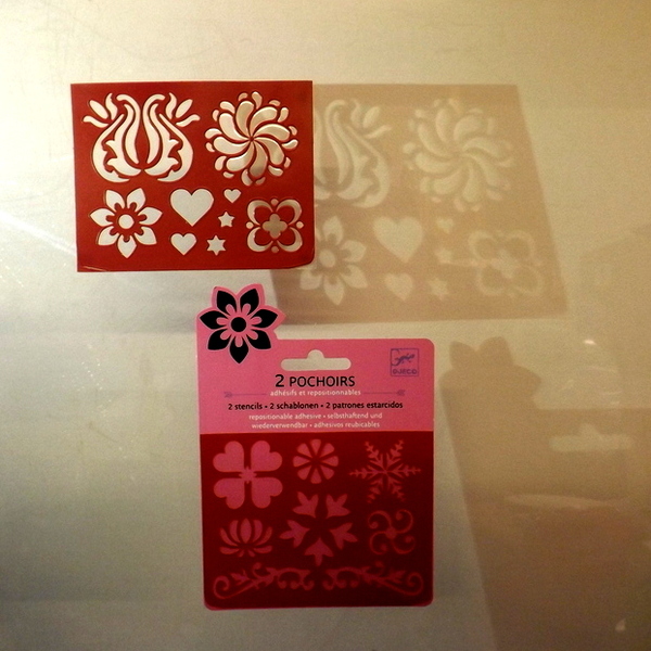 Djeco Mini Stencils Flowers and Hearts Large djeco pocket money plastic reusable adhesive stencils flowers and hearts