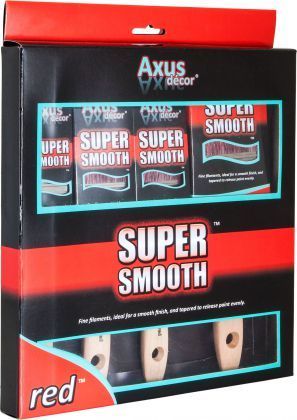 Red Super Smooth 4 Piece Brush Set (1.5", 2 x 2", 3") Large axu brs4