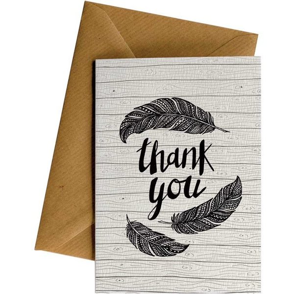 Thank you Feathers Card Large thankyoufeathers