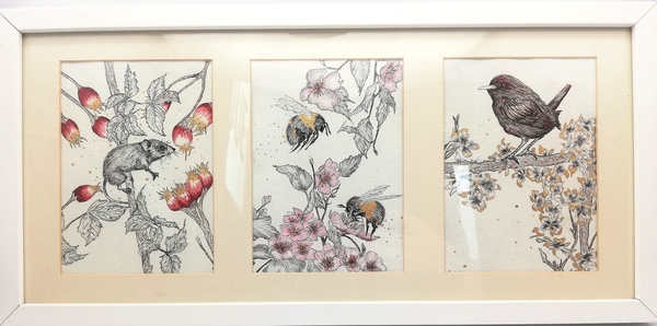 Print 2497 “Hedgerow Beasts” ink and gold Charlie Maxwell (A) Large img 20190716 122855