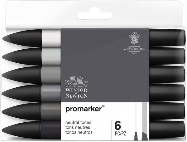 W&N Set Promarker Pack 6 Neutral Tones Large promarkerneutral 6