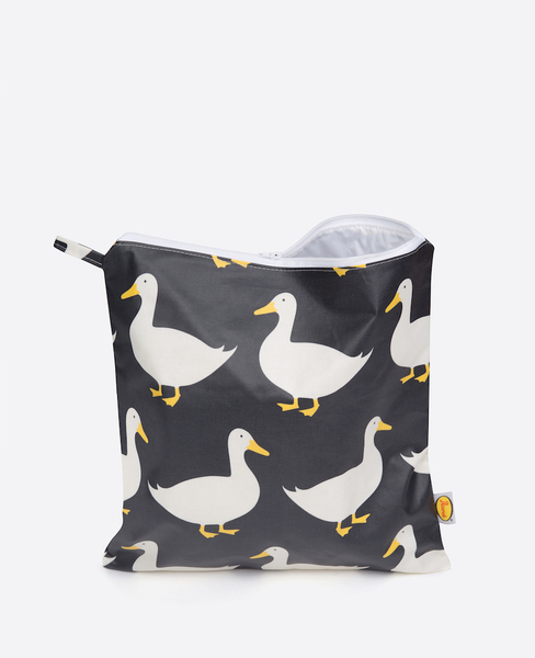 Waddling Ducks Toiletry Bag Large anorak waddling ducks black large toiletry bag front