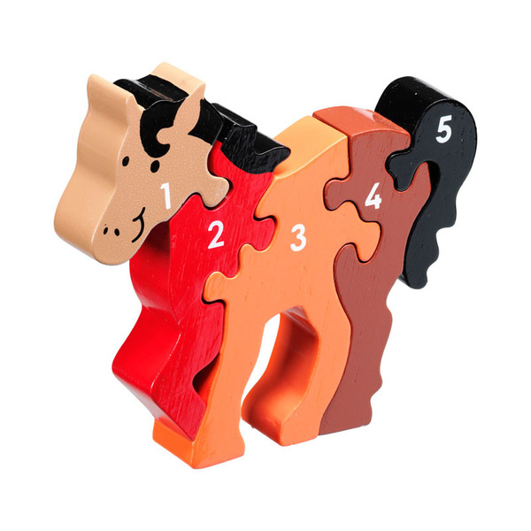Lanka Kade Horse 1-5 Jigsaw Large horse pony number puzzle 1 to 5 one to five jigsaw puzzle lanka kade fair trade toy toys wooden wood natural fun junction toy shop stop store crieff perth perthshire scotland