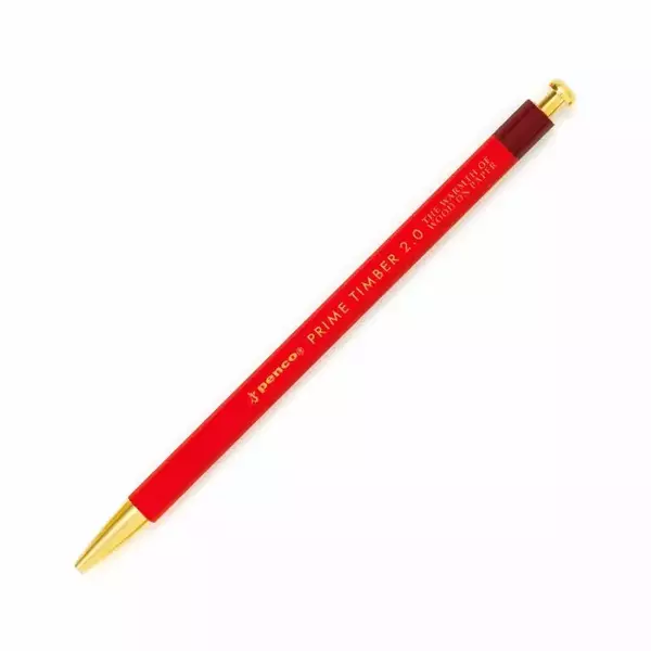 Hightide Penco Prime Timber Pencil 2mm Brass Trim Red Large penco prime timber brass v3 3 1red