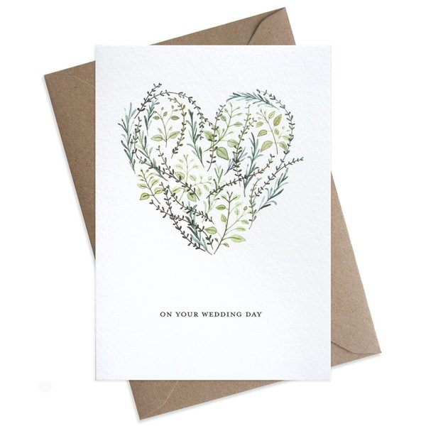 On Your Wedding Day Card Large on your wedding day botanical heart card