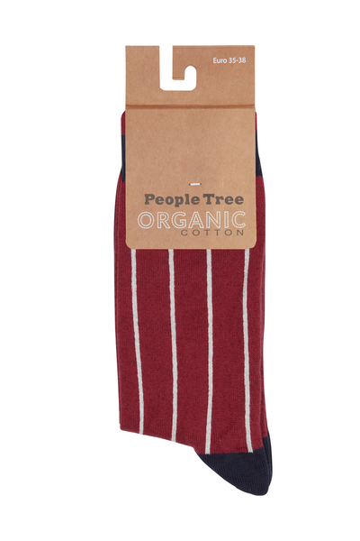 Pinstripe Red Socks - Organic & Fair-trade Large w910ux.rdx
