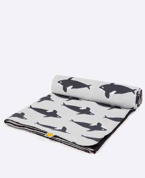 Orca Picnic Blanket Large anorak orca picnic blanket half rolled