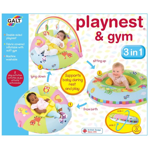Galt 3-in-1 Playnest and Gym Large fun junction galt 3 in 1 three in one playnest and gym inflatable colapseable back support from birth