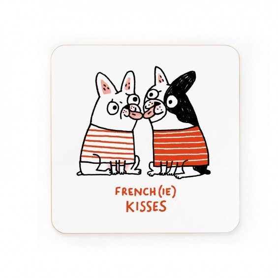 Frenchie Kisses Coaster Large gemma co 016 frenchie kisses coaster