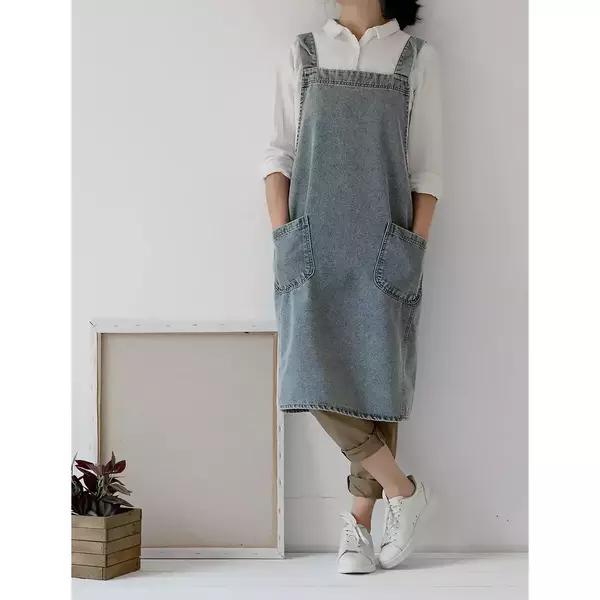 Large gohobi apron denim light