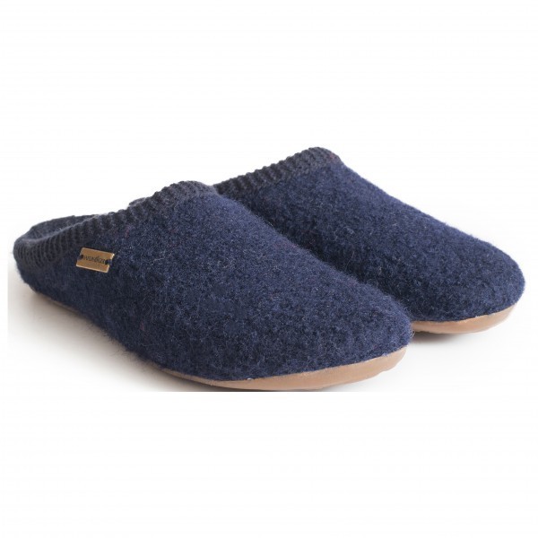 Classic Slippers in Deep Blue with Knitted Trim Large haflinger haflinger everest classic slippers size 43 blue