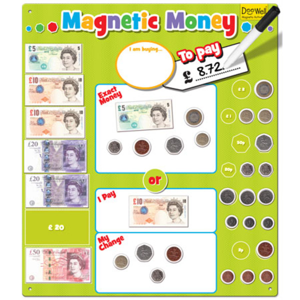 Magnetic Money Chart Large fiesta crafts magnetic money board learn to count change british money pounds sterling