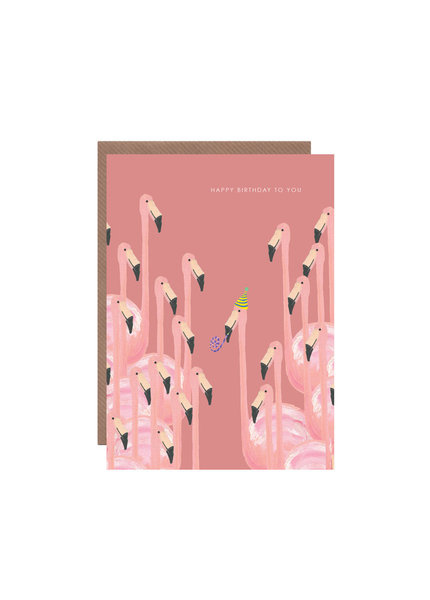 Flamingo Birthday Card Large flamingos in pink