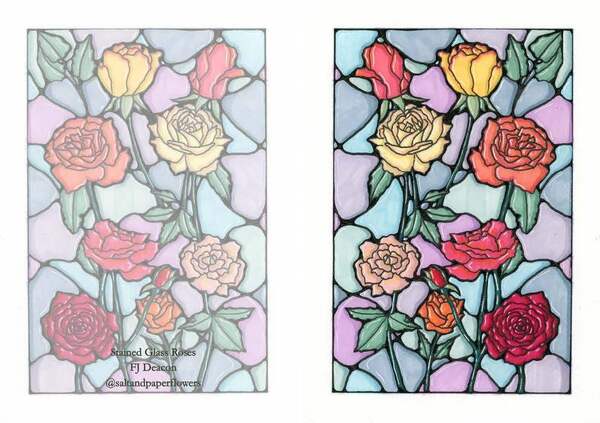Large flic doodles stained glass roses