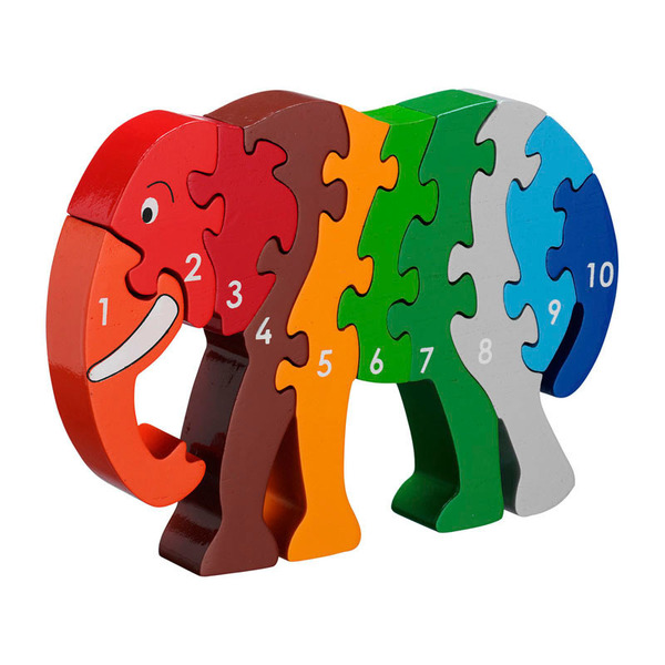 Fair Trade Elephant 1-10 Puzzle Large elephant elephent elafant elefant number puzzle 1 to 10 one to ten jigsaw puzzle lanka kade fair trade toy toys wooden wood natural fun junction toy shop stop store crieff perth perthshire scotland