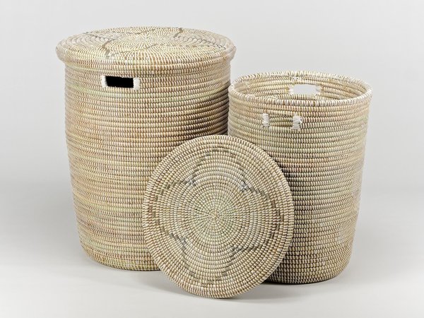 Large Round Laundry Basket with Lid - various colours Large flat laundry pattern lid double v2 450