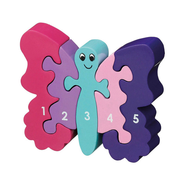 Lanka Kade Butterfly 1-5 Jigsaw Large butterfly number puzzle 1 to 5 one to five jigsaw puzzle lanka kade fair trade toy toys wooden wood natural fun junction toy shop stop store crieff perth perthshire scotland
