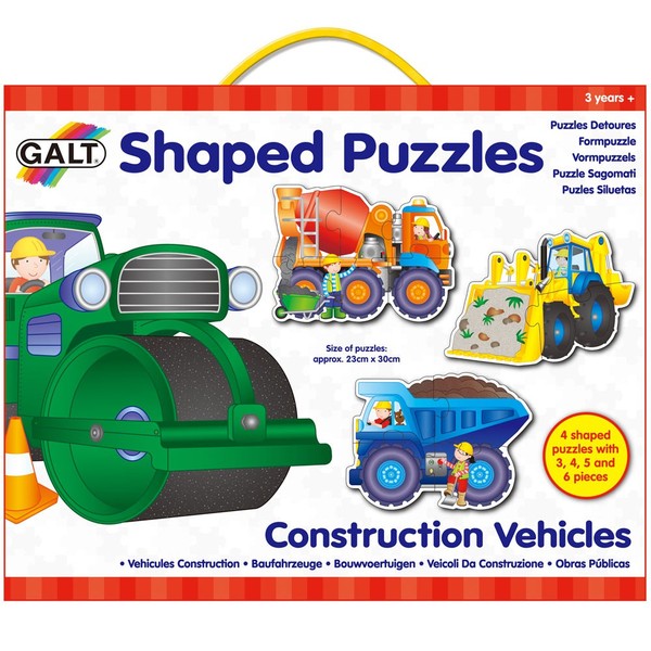 *Galt, Shaped Puzzle, Construction Vehicles Large galt shaped puzzles construction vehicles 3 4 5 and 6 piece puzzles