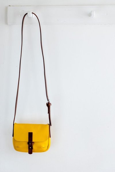 Small 'Ripley Yellow' Cross-body Messenger Handbag Large main byalicewood yellow messenger bag leather