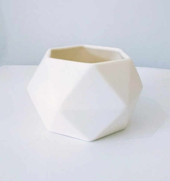 White Hexagon Ceramic Pot Large white hexagon jacklaverick pot