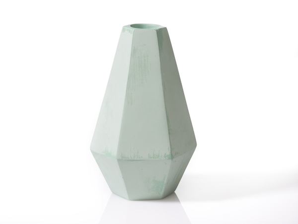 Tall Concrete Diamond Candleholder in Mint Large concrete candleholder korridor blink falmouth mintgreen