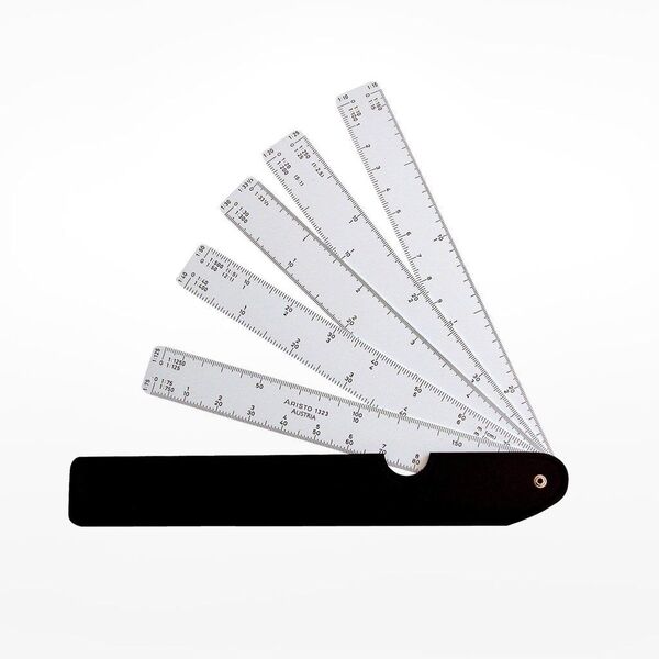 Large aristo pocket set of 5 reduction scales architect