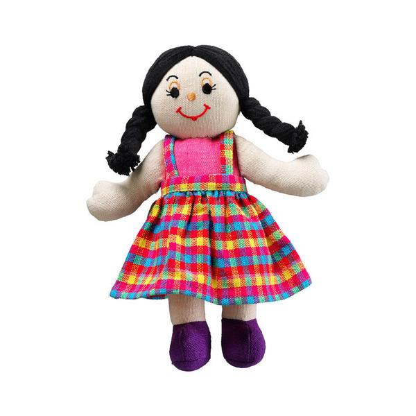 Rag Doll Girl, White Skin Dark Hair Large rag doll girl white skin dark black hair cotton lanka kade fair trade toy toys natural fun junction toy shop stop store crieff perth perthshire scotland