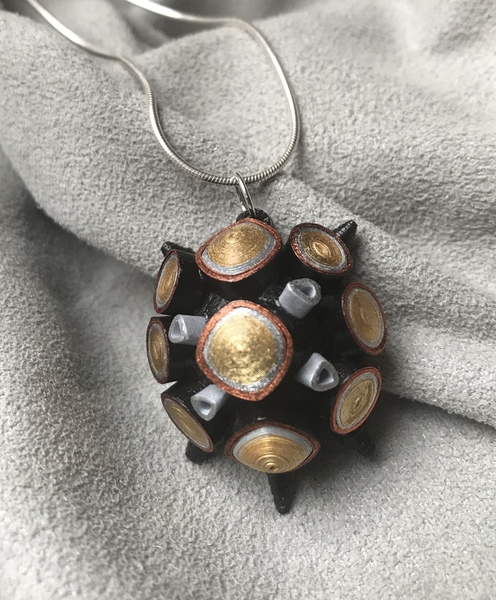 PR30 GOLD, SILVER, COPPER AND BLACK TORTOISE PENDANT Large pr30
