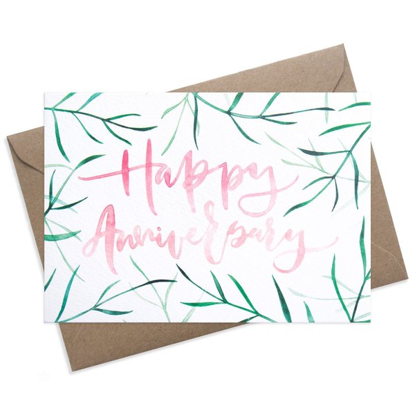 Happy Anniversary Palms Card Large palm leaves happy anniversary greeting card