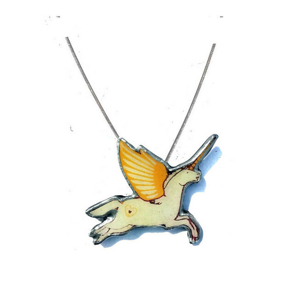 EEM13 Winged Unicorn necklace Large unicorn necklace