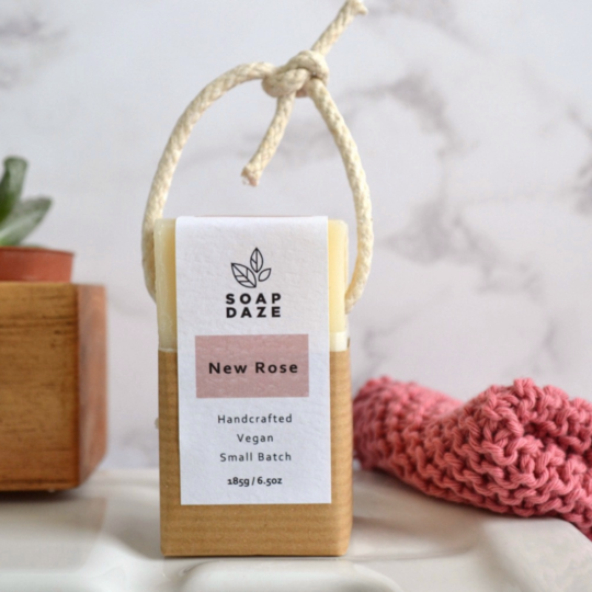 Soap Daze - New Rose Soap on a Rope Large new rose handmade vegan natural soap on a rope 540x