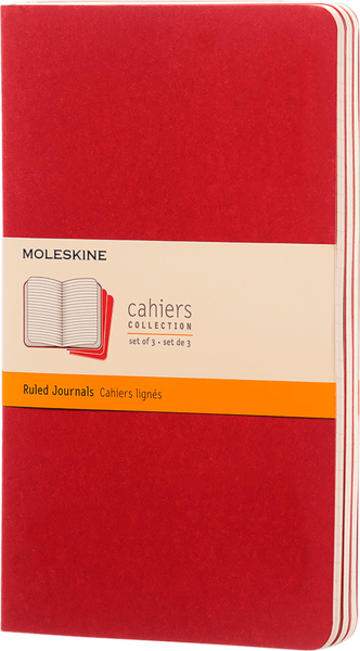 Large cahier l ruled cran red
