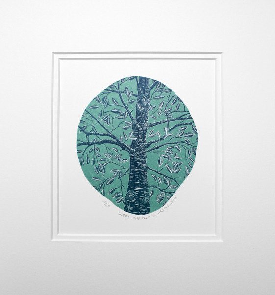 Molly Lemon - Sweet Chestnut II Mounted Wood Engraving Large molly lemon sweet chestnut ii rural art affordable art 2