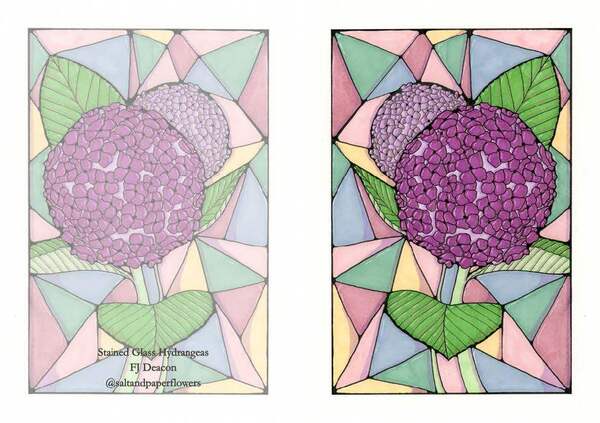Large flic doodles stained glass hydrangeas