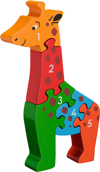 Fair Trade Giraffe 1-5 Puzzle Large giraffe number puzzle 1 to 5 one to five jigsaw puzzle lanka kade fair trade toy toys wooden wood natural fun junction toy shop stop store crieff perth perthshire scotland