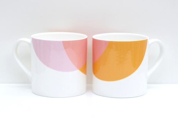 Orange & Pink Dip Bone China Mug Large orange pink blink mug raw