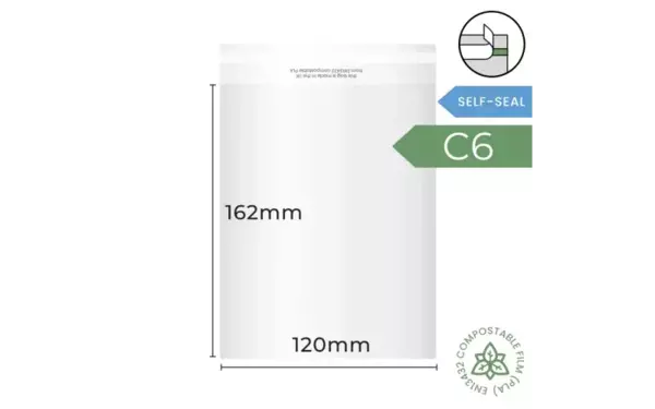 Eco-Craft Bio Cello Bag 1 x C6 Self Seal Large c6 self seal